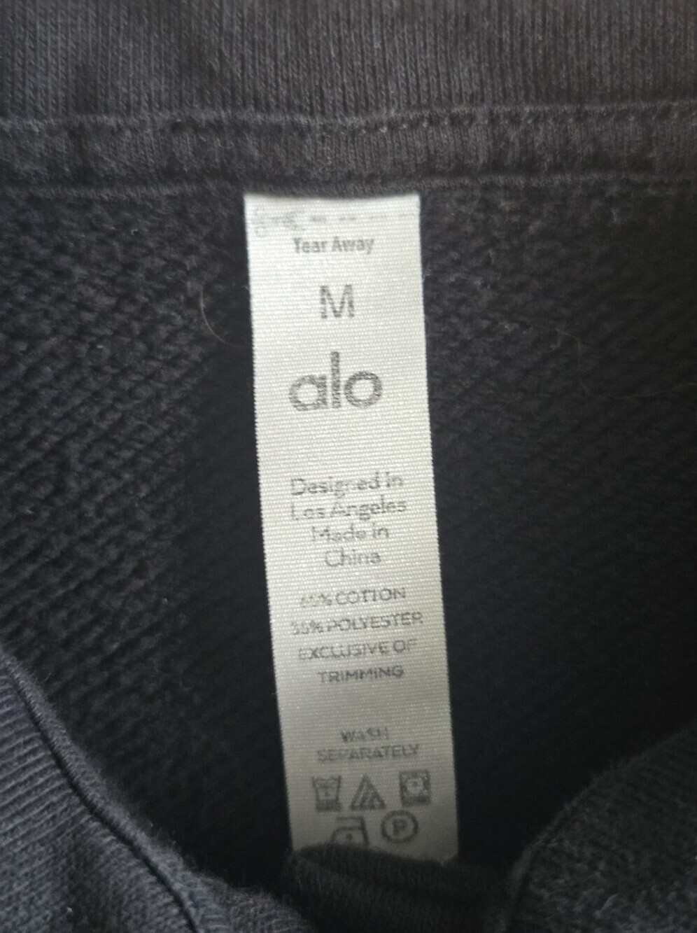 ALO Yoga Black Cropped Henley Polo Sweatshirt Pullover Size M - Picture 9 of 9